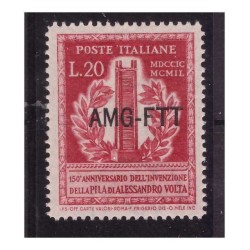 TRIESTE A - 1949 VOLTA LIRE 20 FILIGRANA SINISTRA BASSA INEDITO ! MNH