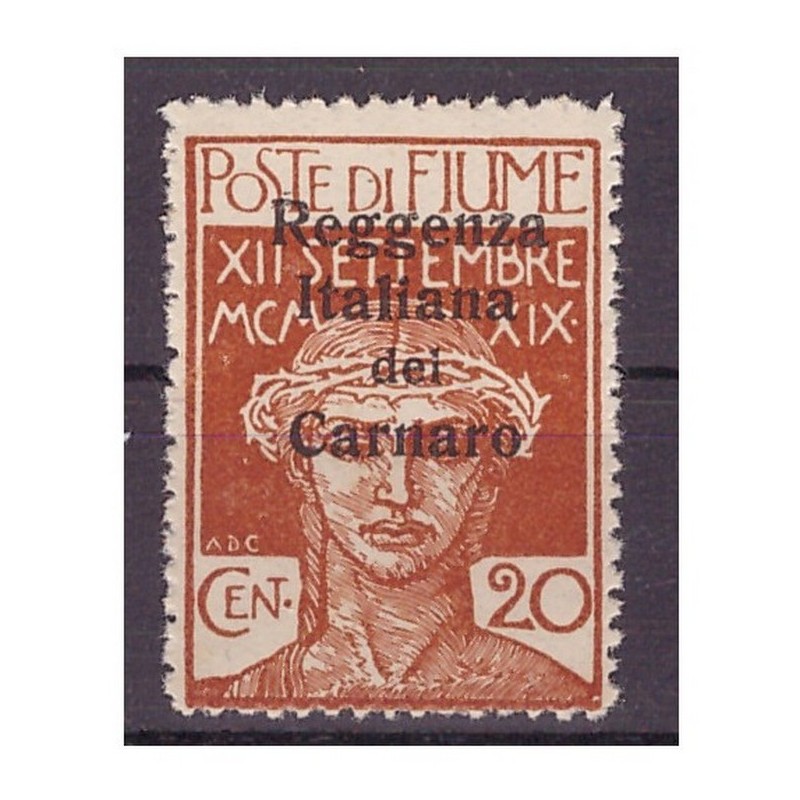 FIUME 1920 - REGGENZA DEL CARNARO Cent. 20 nuovo **